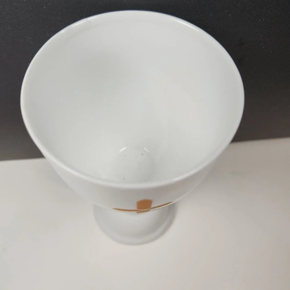Autom Church Goblet Chalice 6 inch Ceramic White Gold Cross Blessing Cup